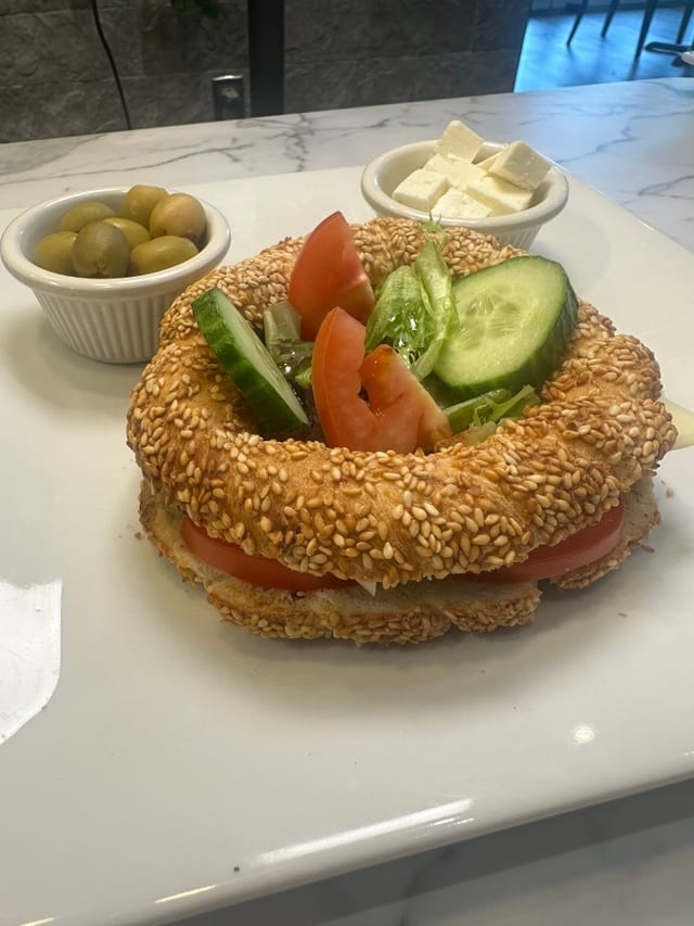 Simit(Turkish Bagel) Breakfast Sandwich.